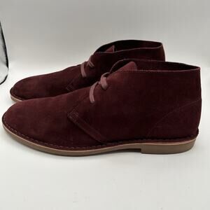Supply Lab Men's Sz 10 Chukka Boots Burgandy Leather Suede Round Toe Lace Up